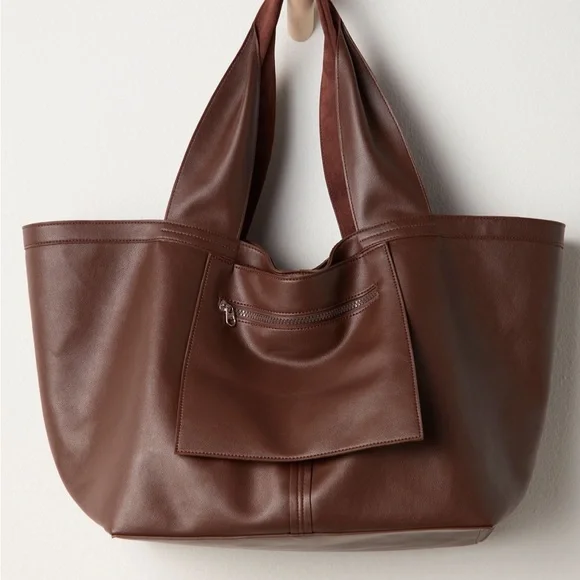 NWT Free People Blair Reversible Vegan Suede Tote - Picture 4 of 8